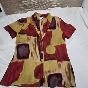 Capri USA Women's Blouse Size M Multicolor Short Sleeve